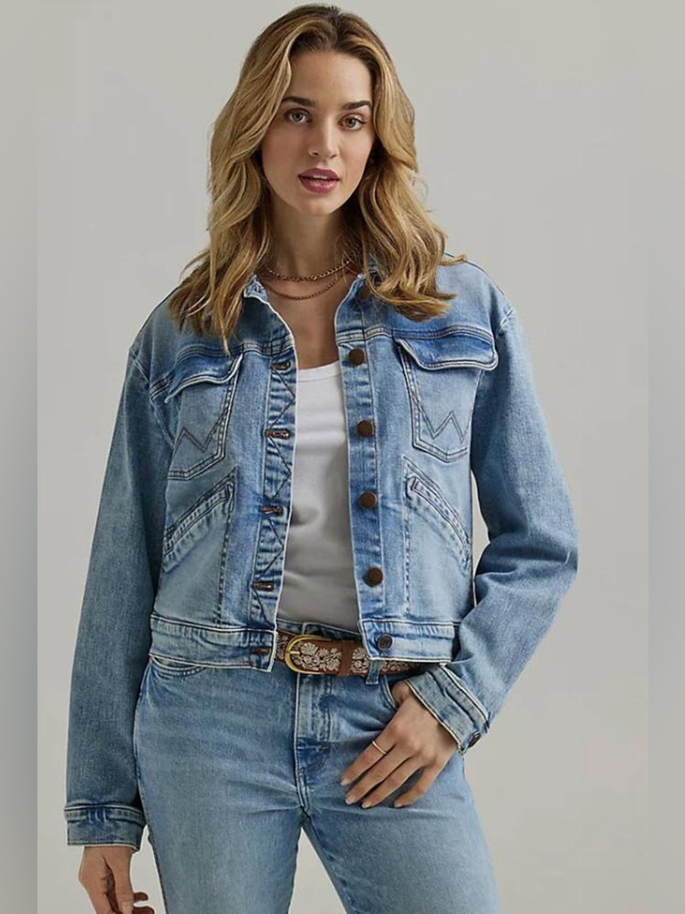 $85 NWOT Wrangler Retro Womens Denim Cowboy Jacket in light wash XL